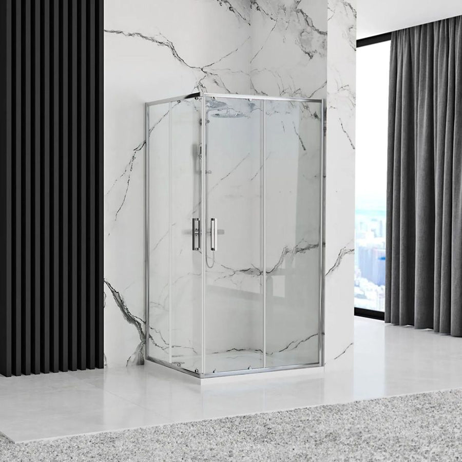 Cabine de douche Rea Punto Chrome 80x100 Avec receveur de douche Savoy 2