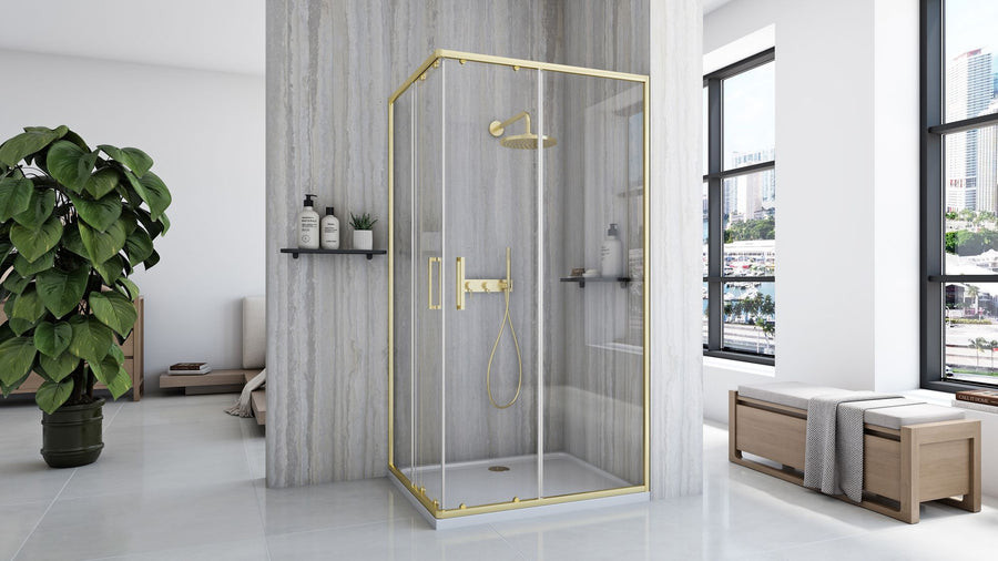Cabine de douche Rea City 80x100 Brush Gold Sans receveur de douche 3