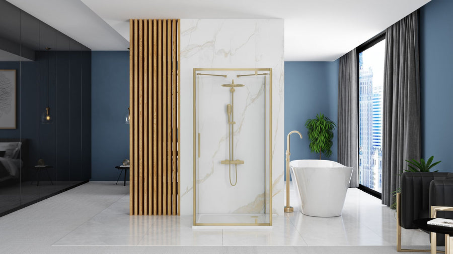 Cabine de douche rectangulaire Rapid Swing Brush Gold Porte: 90 x Paroi: 80 4
