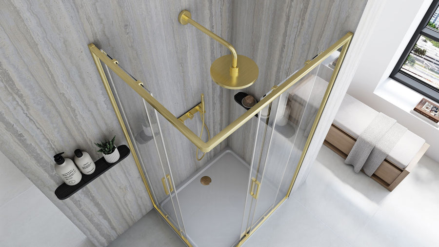 Cabine de douche Rea City 80x100 Brush Gold Sans receveur de douche 5