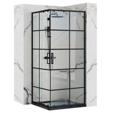 Cabine de douche Rea Concept Black 90x90 Avec receveur de douche Savoy 1