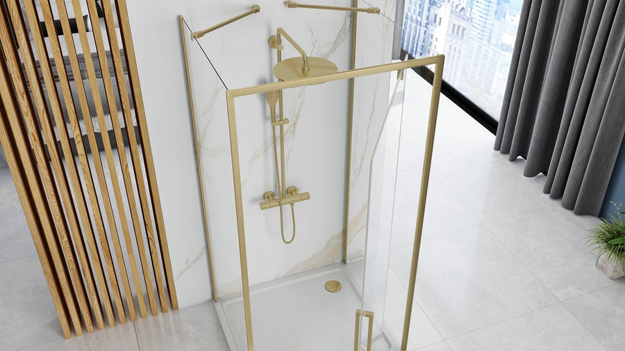 Cabine de douche rectangulaire Rapid Swing Brush Gold Porte: 90 x Paroi: 80 5