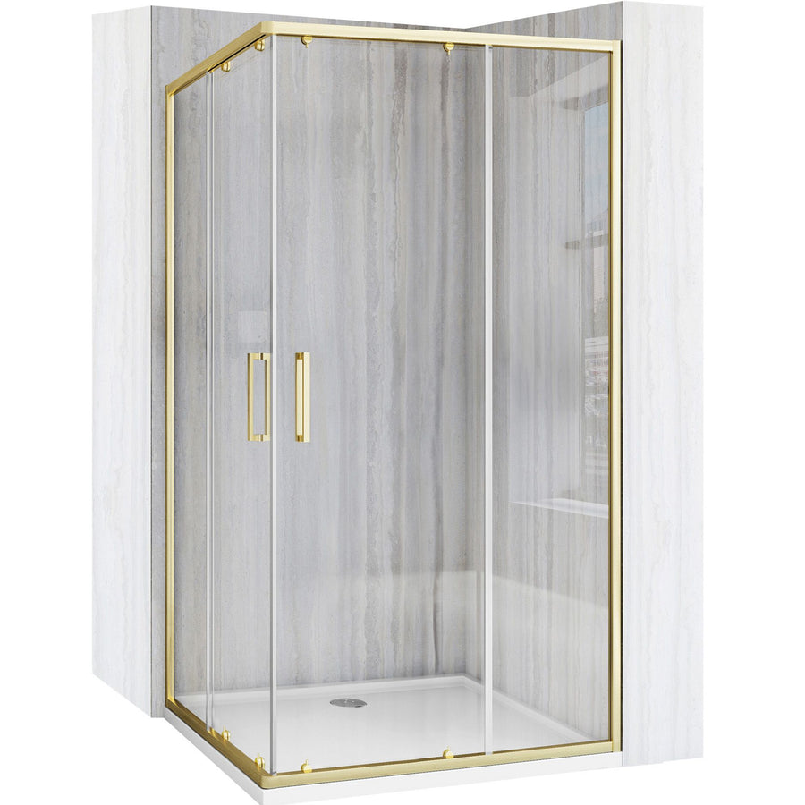 Cabine de douche Rea City 80x100 Brush Gold Sans receveur de douche 1