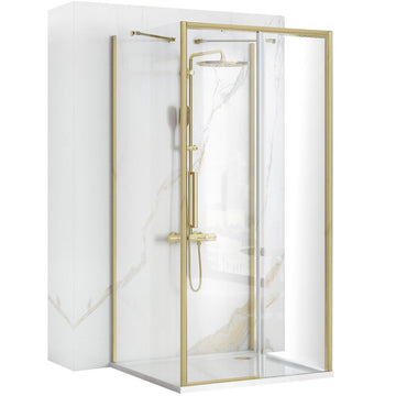 Cabine de douche Murale REA Rapid Slide Brush Gold Porte: 140 Paroi: 100 1
