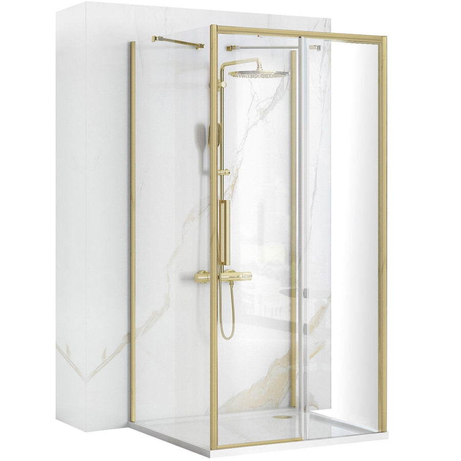 Cabine de douche Murale REA Rapid Slide Brush Gold Porte: 100 Paroi: 100 1