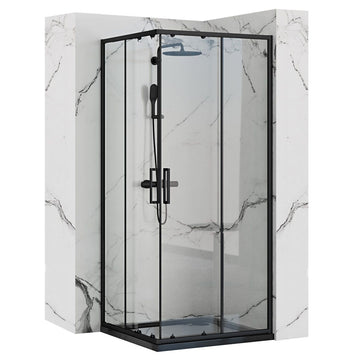Cabine de douche Rea Punto Black 90x90 Sans receveur de douche 1