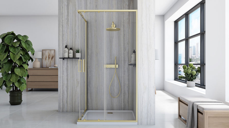 Cabine de douche Rea City 80x100 Brush Gold Sans receveur de douche 4