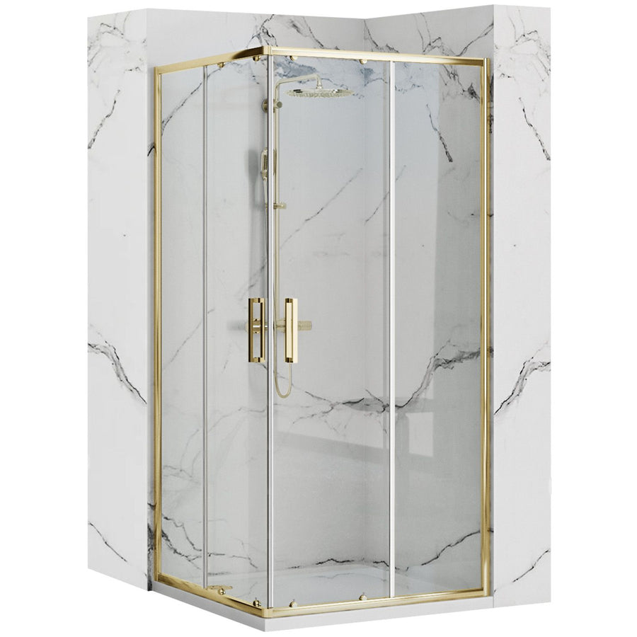 Cabine de douche Rea Punto 90x90 Gold Avec receveur de douche Savoy 1