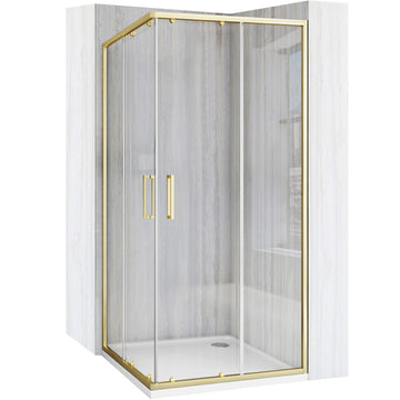 Cabine de douche Rea City 80x80 Gold Brush Avec receveur de douche Savoy Noir 1