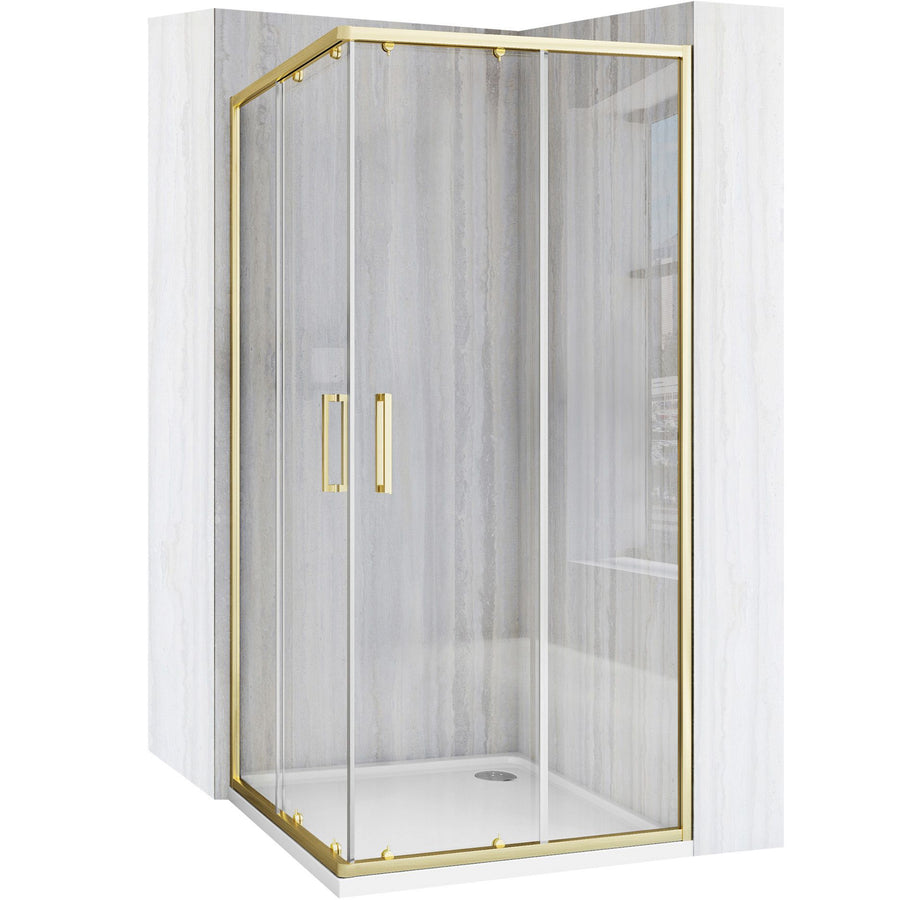 Cabine de douche Rea City 80x80 Gold Brush Avec receveur de douche Savoy Noir 1