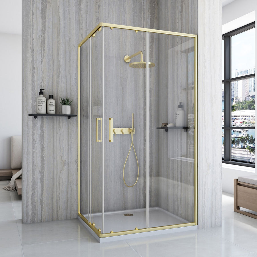 Cabine de douche Rea City 80x100 Brush Gold Sans receveur de douche 2
