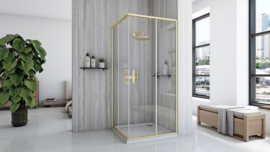 Cabine de douche Rea City 80x80 Gold Brush Avec receveur de douche Savoy Noir 4