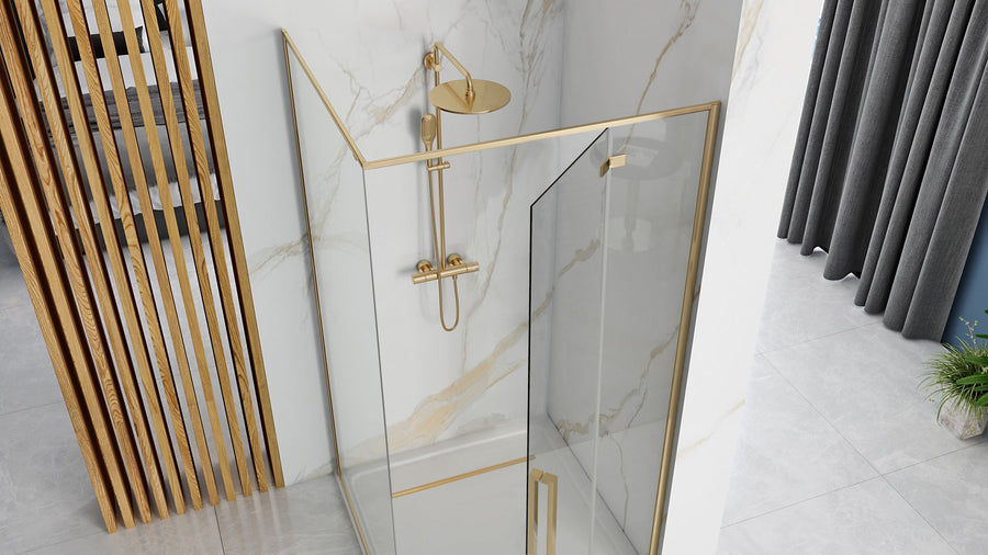 Cabine de douche Fargo 90x90 Gold Avec receveur de douche Savoy 2
