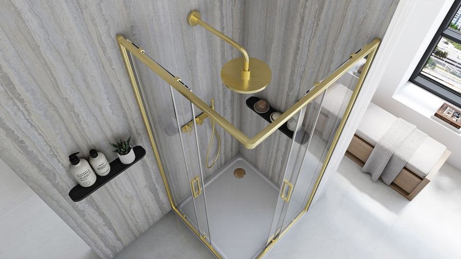 Cabine de douche Rea City 80x80 Gold Brush Avec receveur de douche Savoy Noir 5