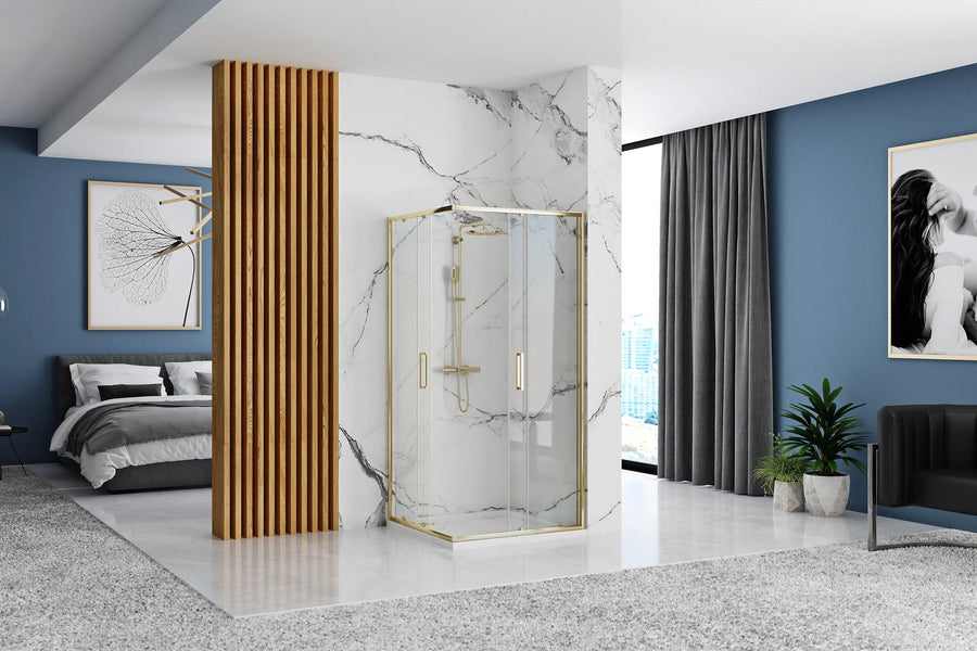 Cabine de douche Rea Punto 80x80 Gold Avec receveur de douche Savoy 4