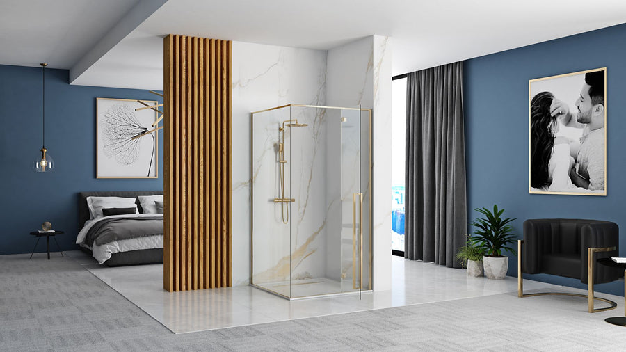 Cabine de douche Fargo 90x90 Gold Avec receveur de douche Savoy 3