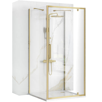 Cabine de douche rectangulaire Rapid Swing Brush Gold Porte: 90 x Paroi: 100 1