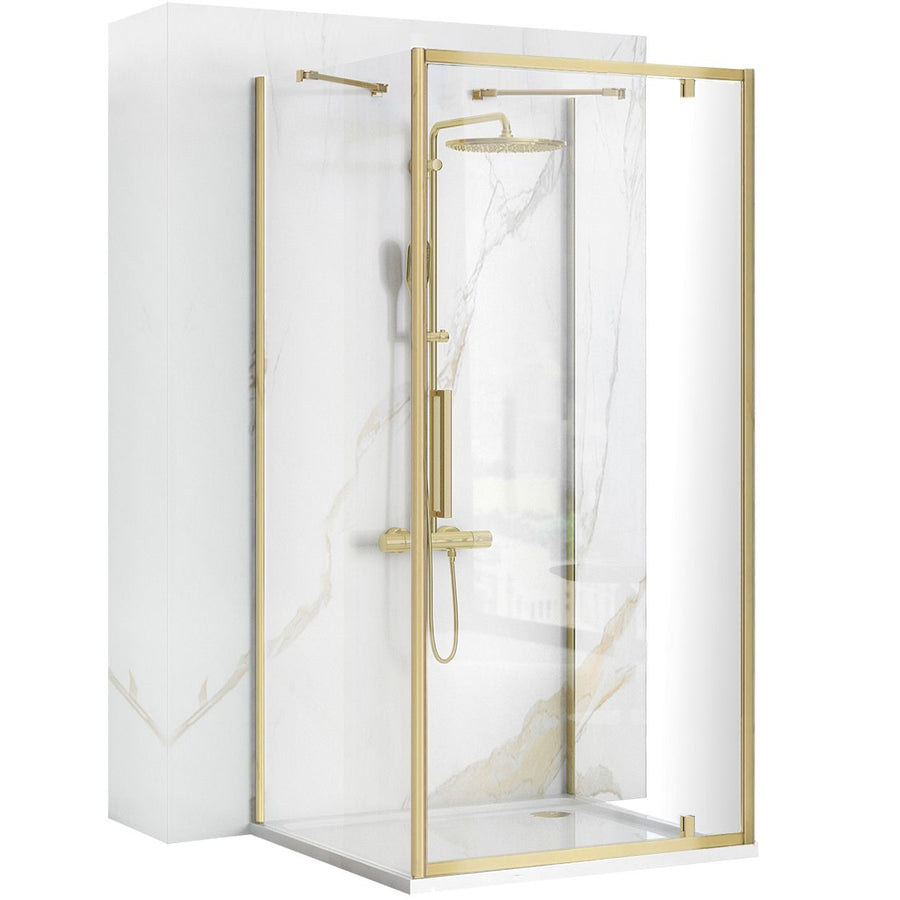 Cabine de douche rectangulaire Rapid Swing Brush Gold Porte: 90 x Paroi: 80 1