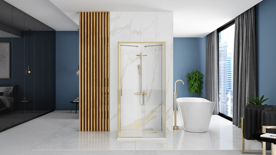 Cabine de douche Murale REA Rapid Slide Brush Gold Porte: 100 Paroi: 100 4
